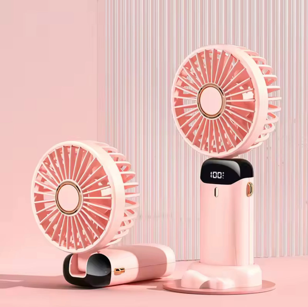 AirCool Aero foldable handheld fan in pink