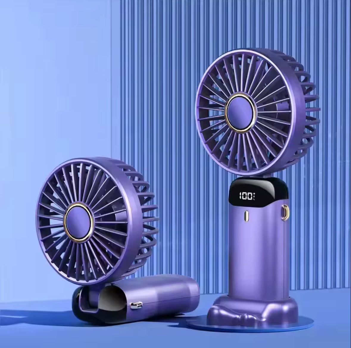 AirCool Aero foldable handheld fan in purple